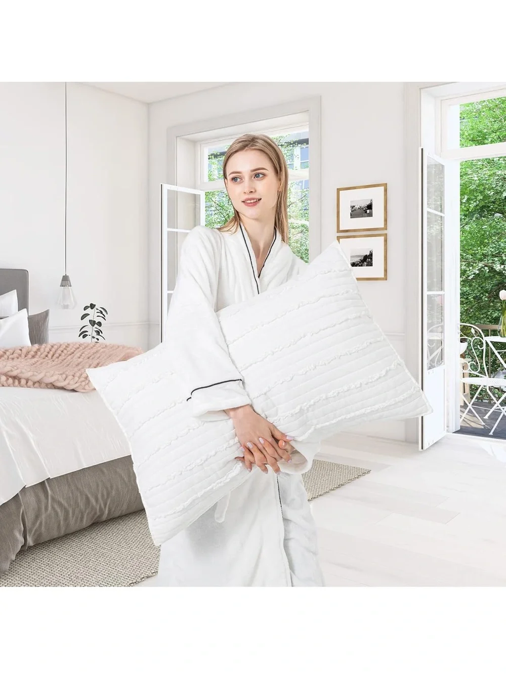 BOSOWOS King Size Pillow Shams Set of 2, Ultra Soft Breathable 20 x 36 2597/bb8